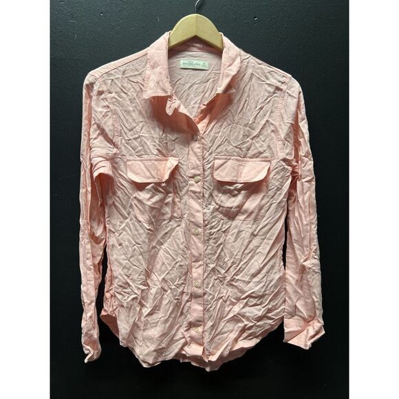 Abercrombie & Fitch Shirt Women Small Pink Casual Button Down - Picture 1 of 4